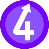 Purple circular icon with white number 4 and upward arrow symbol inside